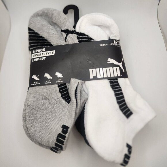 Puma 6 pack Boys Sport Style Low Cut Socks - Picture 1 of 2
